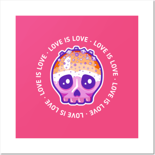 Love is love - lesbian pride skull Posters and Art